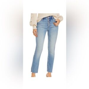 MOTHER Pixie Dazzler Frayed Ankle Jeans in Au Revoir Button Fly